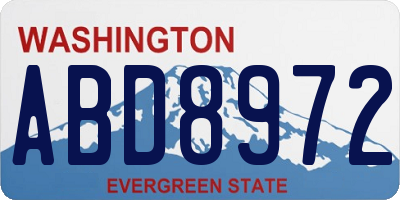 WA license plate ABD8972