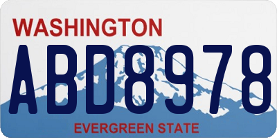 WA license plate ABD8978