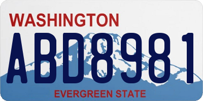 WA license plate ABD8981