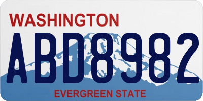WA license plate ABD8982