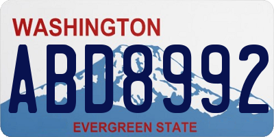 WA license plate ABD8992