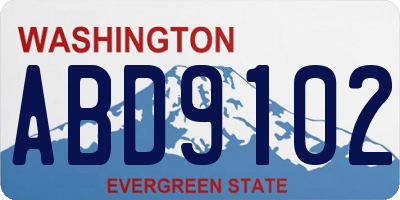 WA license plate ABD9102