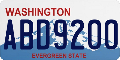 WA license plate ABD9200
