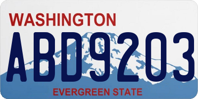 WA license plate ABD9203