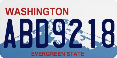 WA license plate ABD9218