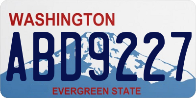 WA license plate ABD9227