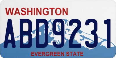 WA license plate ABD9231