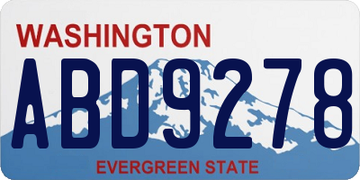 WA license plate ABD9278