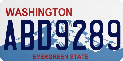 WA license plate ABD9289