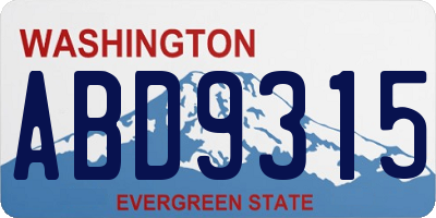 WA license plate ABD9315