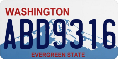 WA license plate ABD9316