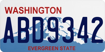 WA license plate ABD9342