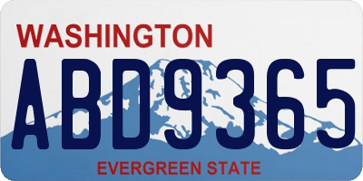 WA license plate ABD9365