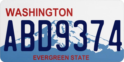 WA license plate ABD9374