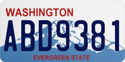 WA license plate ABD9381