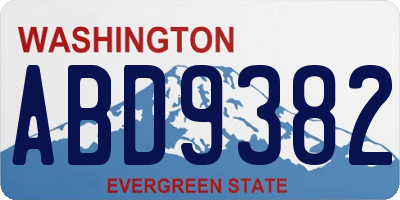 WA license plate ABD9382