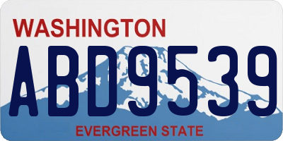 WA license plate ABD9539
