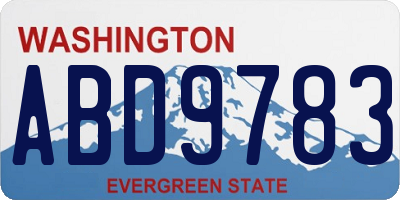 WA license plate ABD9783