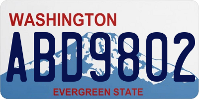 WA license plate ABD9802