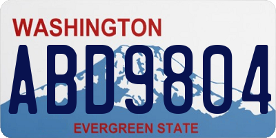 WA license plate ABD9804