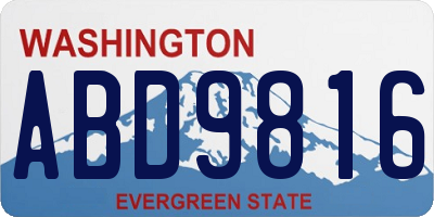 WA license plate ABD9816