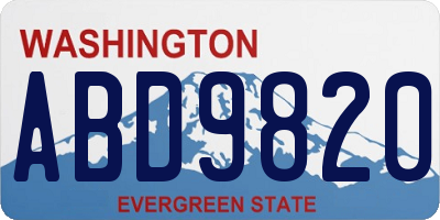 WA license plate ABD9820