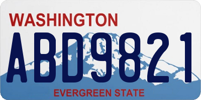 WA license plate ABD9821