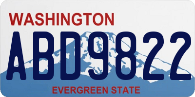 WA license plate ABD9822