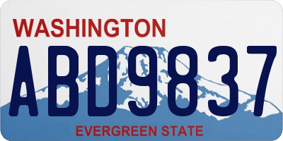 WA license plate ABD9837