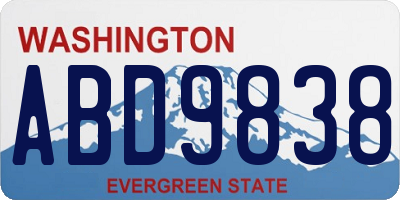 WA license plate ABD9838