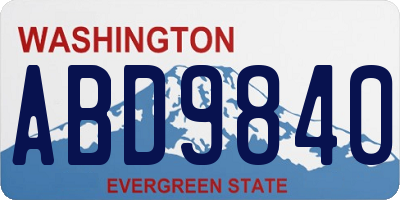 WA license plate ABD9840