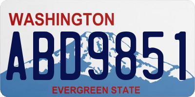 WA license plate ABD9851