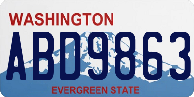 WA license plate ABD9863
