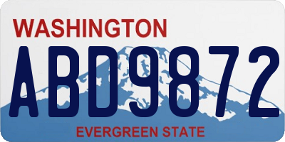 WA license plate ABD9872