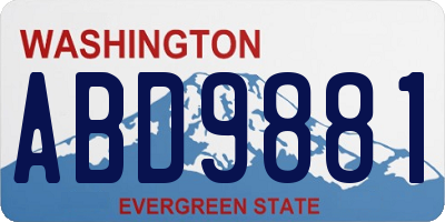 WA license plate ABD9881
