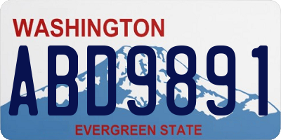 WA license plate ABD9891