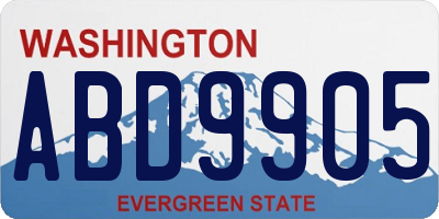 WA license plate ABD9905