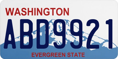 WA license plate ABD9921