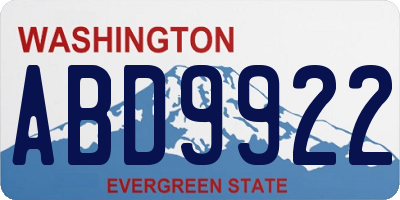 WA license plate ABD9922