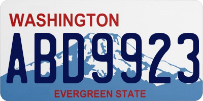 WA license plate ABD9923