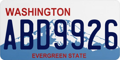 WA license plate ABD9926