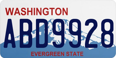 WA license plate ABD9928