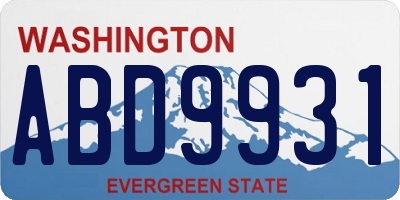 WA license plate ABD9931