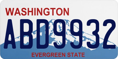 WA license plate ABD9932