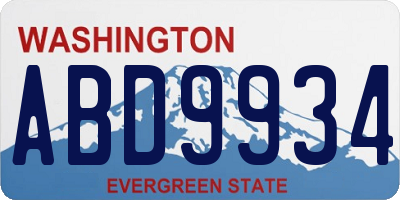 WA license plate ABD9934