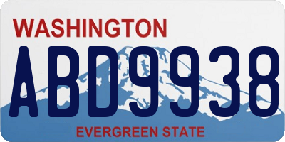 WA license plate ABD9938