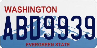 WA license plate ABD9939