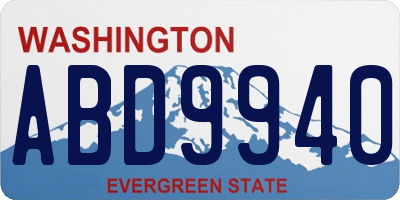 WA license plate ABD9940