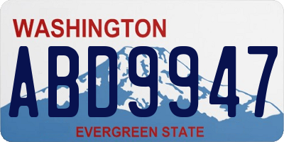 WA license plate ABD9947