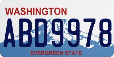 WA license plate ABD9978